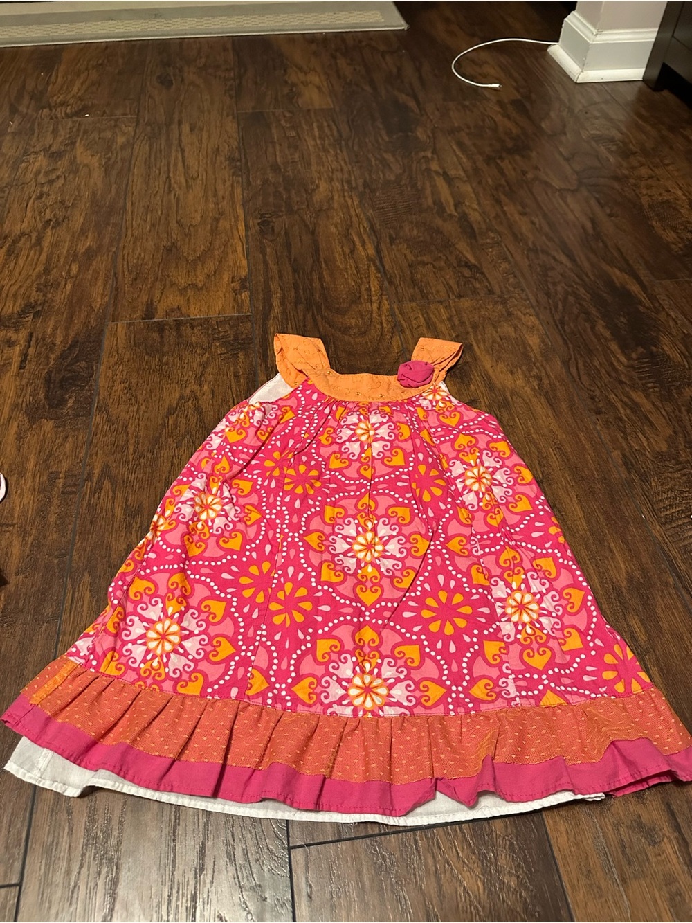 Penelope Mack Pink & Orange Floral Ruffle Sundress